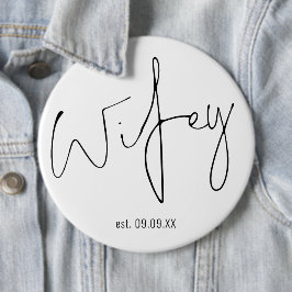 Nytt Bride Wifey-skript Namn Keepsaké Knapp