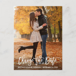 Nytt datum Ändra datumets moderna penselskript Vykort