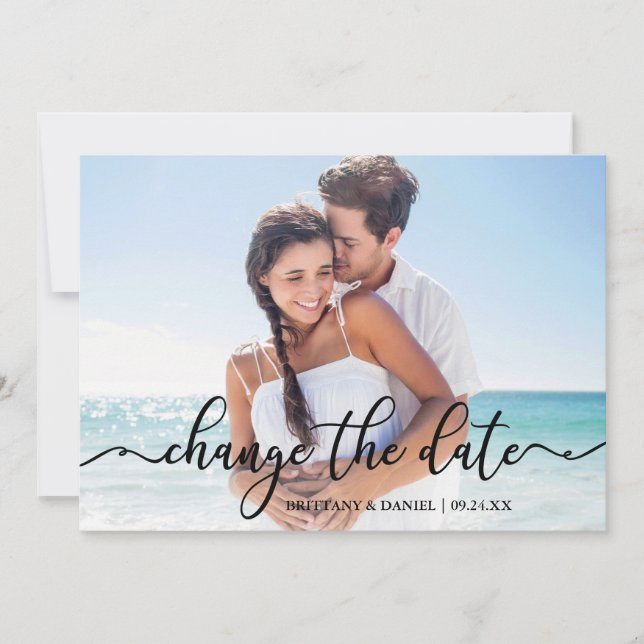 Nytt datum för legant kalligrafi Ändra datumkortet Spara Datumet (Framsida)