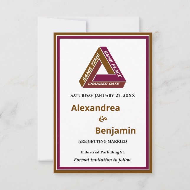 Nytt datumkort för modern Bröllop spara datum Spara Datumet (Framsida)