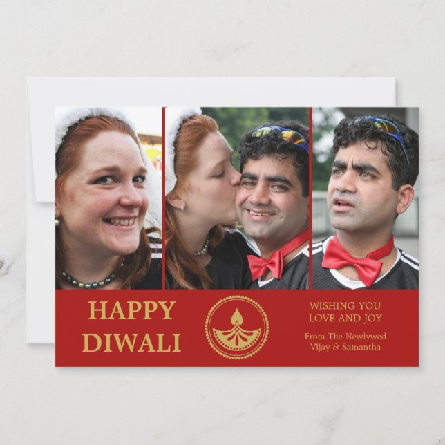 Nytt Diwali-fotohälsningskort - Anpassningsbar Fär Meddelande (Framsida)
