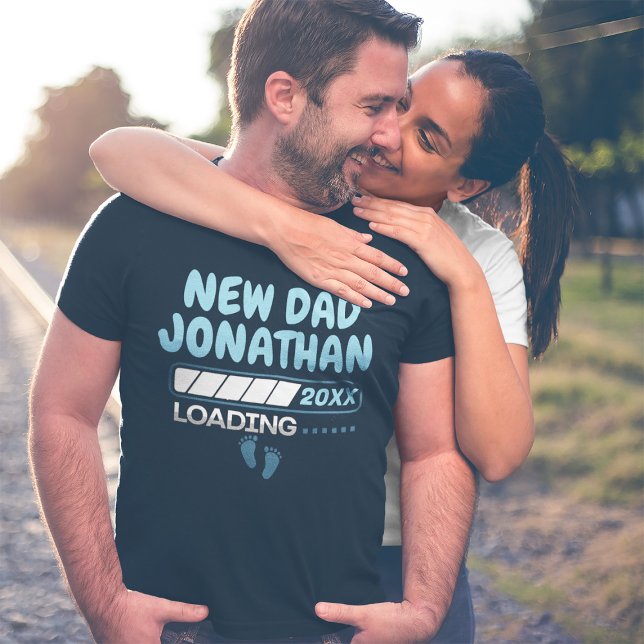 Nytt eget namn för pappa-laddning år t shirt (New Dad Loading Funny Custom Name Year T-Shirt)