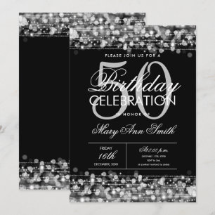 Nytt! Elegant 50:e Födelsedagsfesten Sparkles Silv Inbjudningar