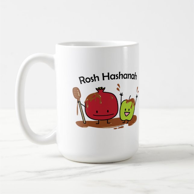 Nytt för honung för Rosh Hashanah äpplepomegranate Kaffemugg (Vänster)