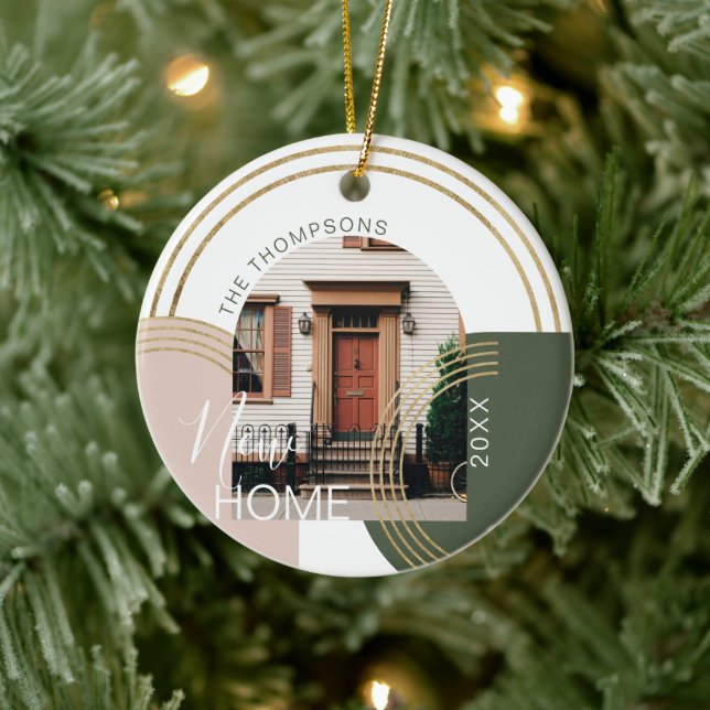 Nytt foto för hemmodern geometrisk teckning julgransprydnad keramik (Träd)