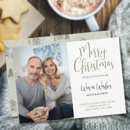 Nytt foto för Lodrät Hem och Gräs Träd Doodle Julkort