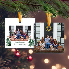Nytt foto för Rustic Träd, första jul Julgransprydnad Keramik