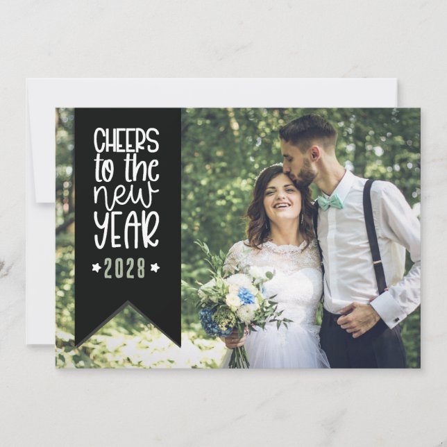 Nytt fotoår för modern typografi julkort (Framsida)