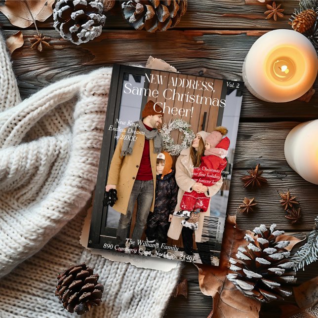 Nytt fotopatomslag i hemfamiljen, julomslag julkort (New Home Family photo Christmas magazine cover Holiday Card)