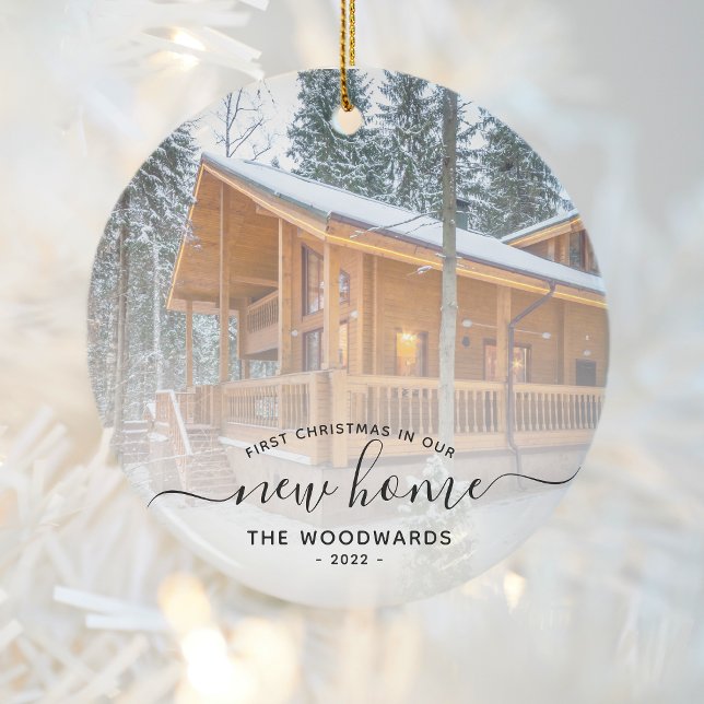 Nytt fotoskript för hemmet i julklapp, första jule julgransprydnad keramik (Skapare uppladdad)