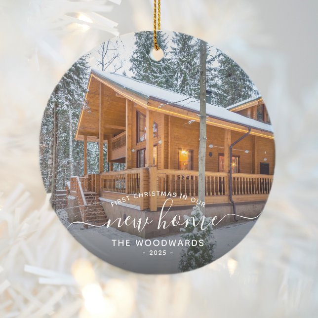 Nytt fotovitt skript för första jul-Anpassningsbar Julgransprydnad Keramik (Skapare uppladdad)