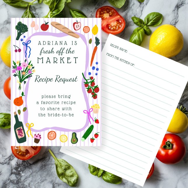 NYTT FRÅN MARKNADEN Bröllopsfest Receptförfrågan Tilläggskort (FRESH OFF THE MARKET Bridal Shower Recipe Request Enclosure Card
)