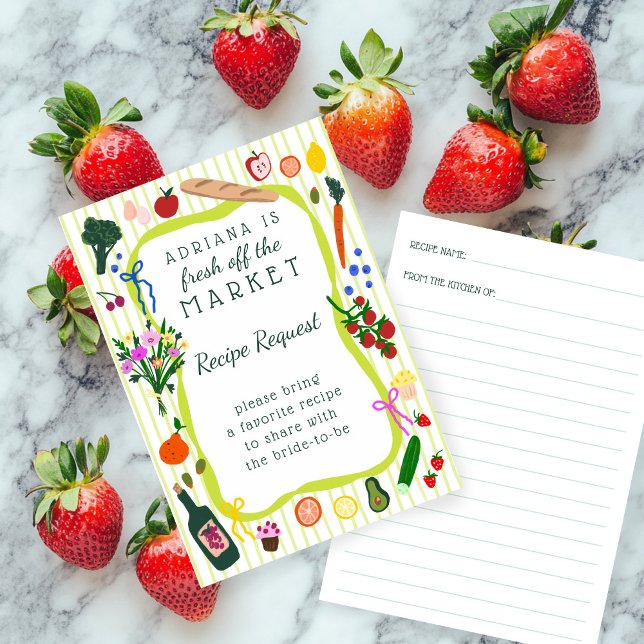 NYTT FRÅN MARKNADEN Bröllopsfest Receptförfrågan Tilläggskort (FRESH OFF THE MARKET Bridal Shower Recipe Request Enclosure Card
)
