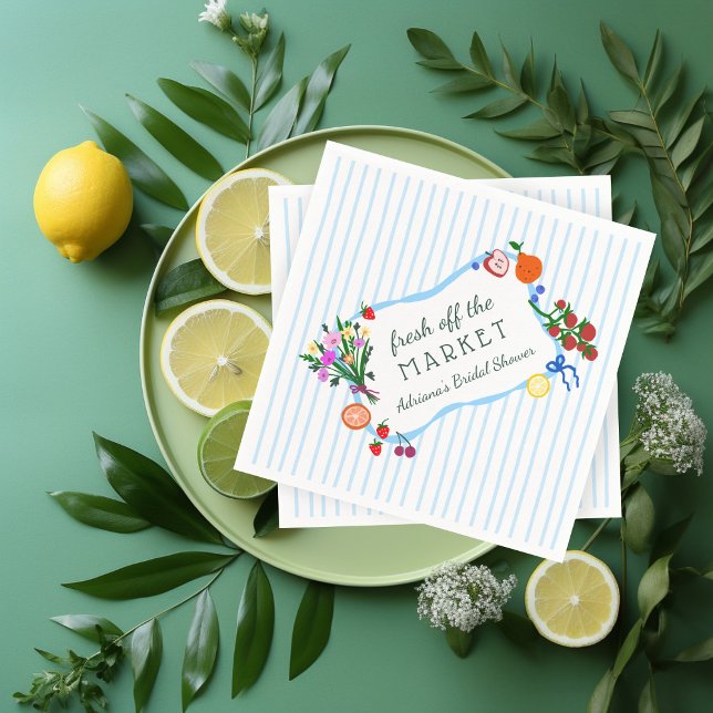 NYTT FRÅN MARKNADEN Söt Anpassningsbar Bröllopsdus Pappersservett (FRESH OFF THE MARKET Cute Custom Bridal Shower Napkins
)