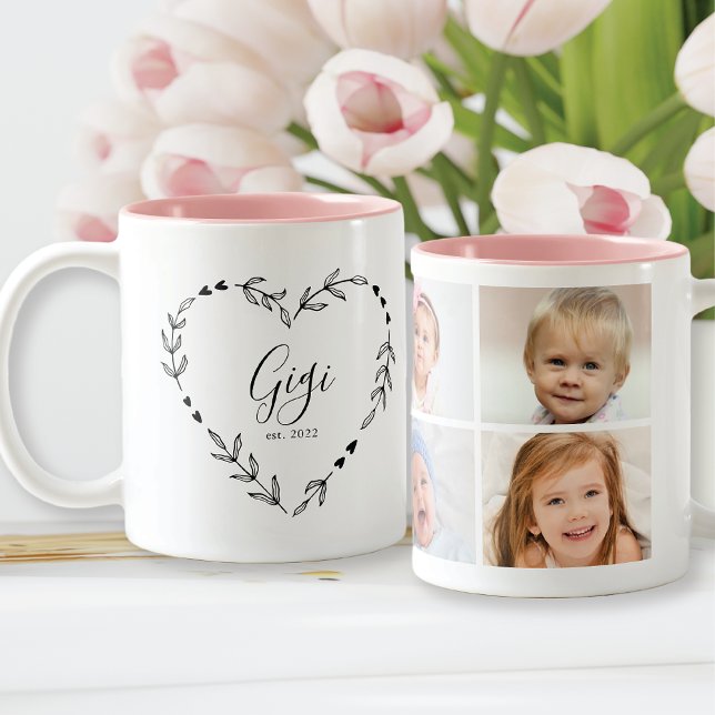 Nytt gigi-år Est. Fyra fotokollage Två-Tonad Mugg (Skapare uppladdad)
