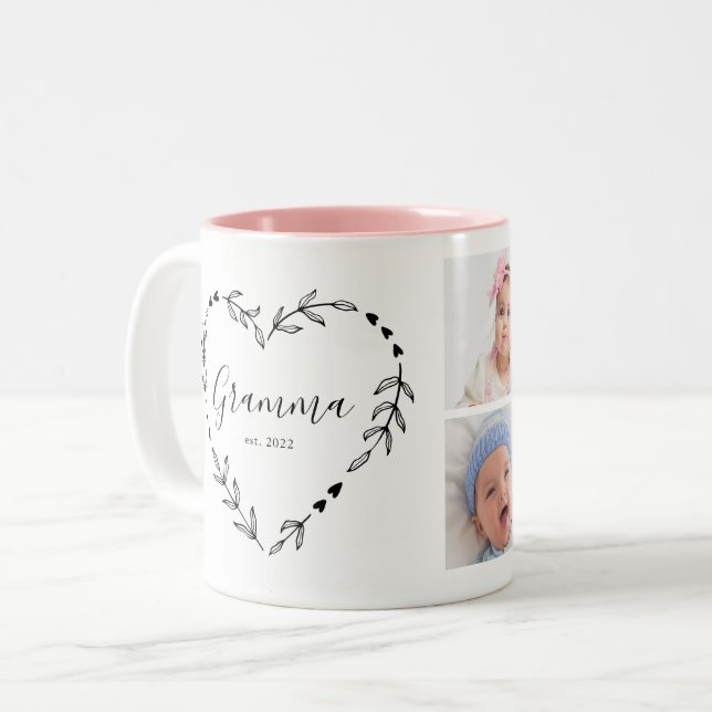 Nytt Gramma-årsuppst. Fyra fotokollage Två-Tonad Mugg (Framsida vänster)