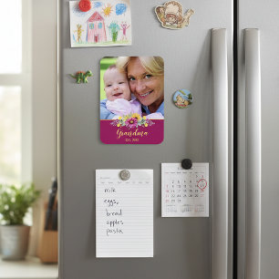 Nytt Grandma Söt Blommigt Photo Magnet