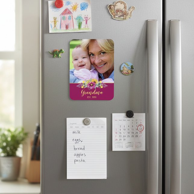 Nytt Grandma Söt Blommigt Photo Magnet (Skapare uppladdad)