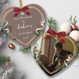 Nytt Grandpa Nyfödd bebis 1:a julfoto Julgransprydnad Keramik