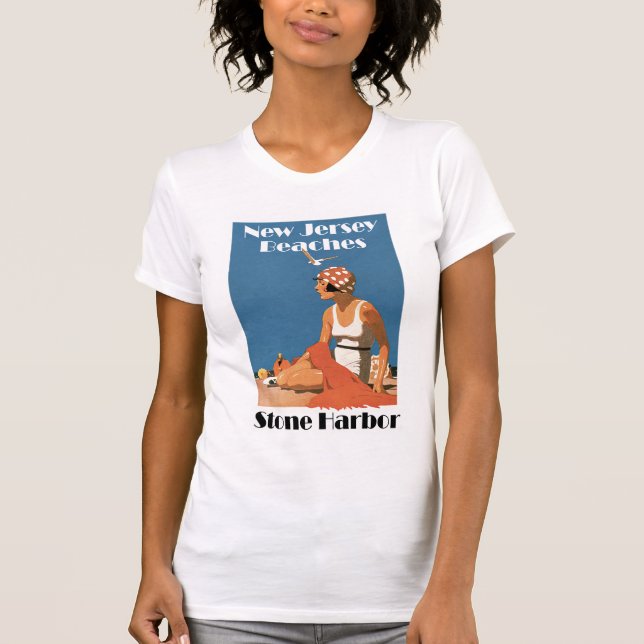 Nytt - hamn för sten för jerseystrand~ tee (Framsida)