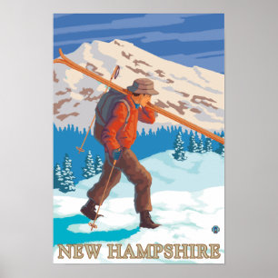 Nytt HampshireSkier bära skidar Poster