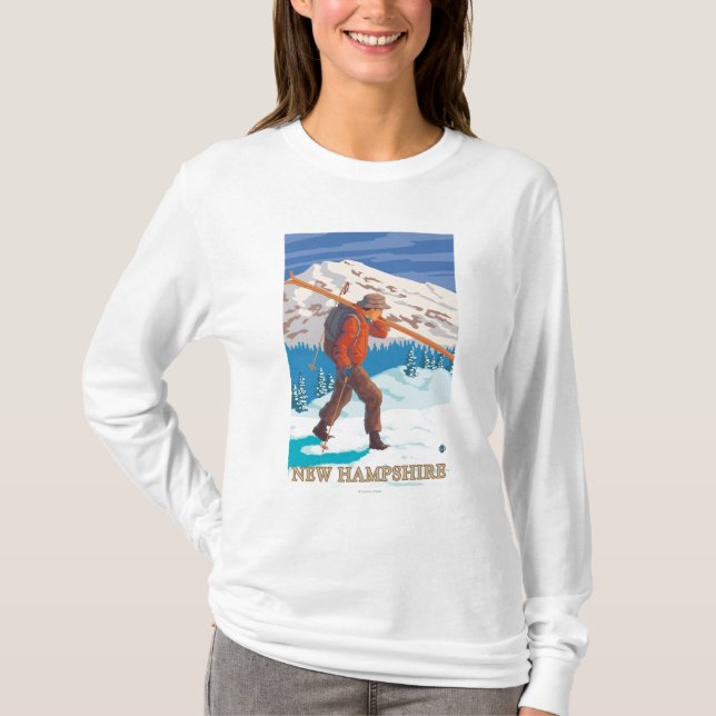 Nytt HampshireSkier bära skidar T-shirt (Framsida)