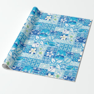 Nytt hawaianskt motiv - blått presentpapper