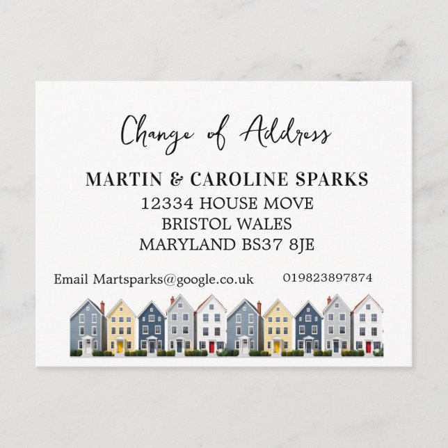 Nytt hem adressändring nytt hem vi har flyttat meddelande vykort (Framsida)