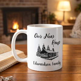 Nytt hem flytta till nytt hus familjenamn kaffemugg
