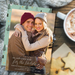 Nytt hem för Helgdagar Fullt Foto Nytt adress Julkort