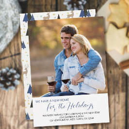 Nytt hem för Helgdagar Fyrkantigt foto Nytt adress Julkort
