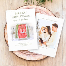 Nytt hem för helgdagar Röd akvarell dörr