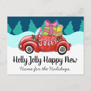 Nytt hem för Helgdagarna Cute Car Vykort