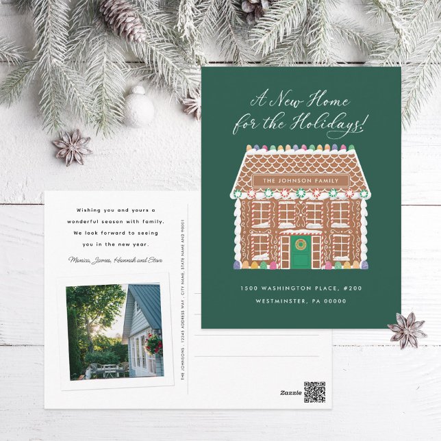 Nytt hem för Helgdagarna Gingerbröd House Helg Vykort (Skapare uppladdad)