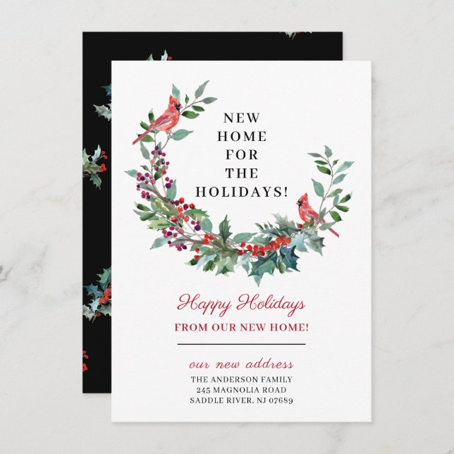 Nytt hem för högtiderna Flyttmeddelande Inbjudningar (Fram/baksida)