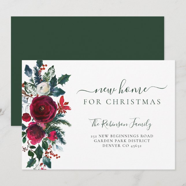 Nytt hem för julens helgdag flytta meddelande (Fram/baksida)