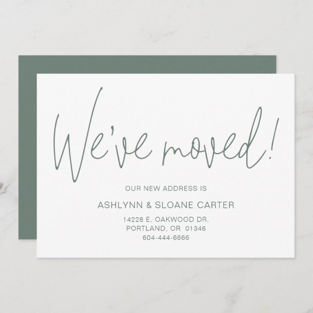 Nytt hem för modern Vi har flyttat Meddelande (Fram/baksida)