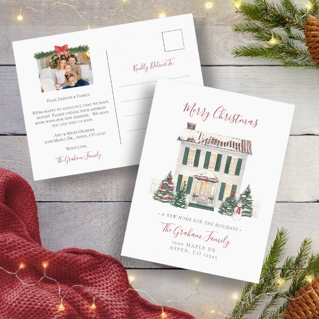 Nytt Hem Foto Semestkort Meddelande Vykort (New Home Photo Holiday Postcard
)