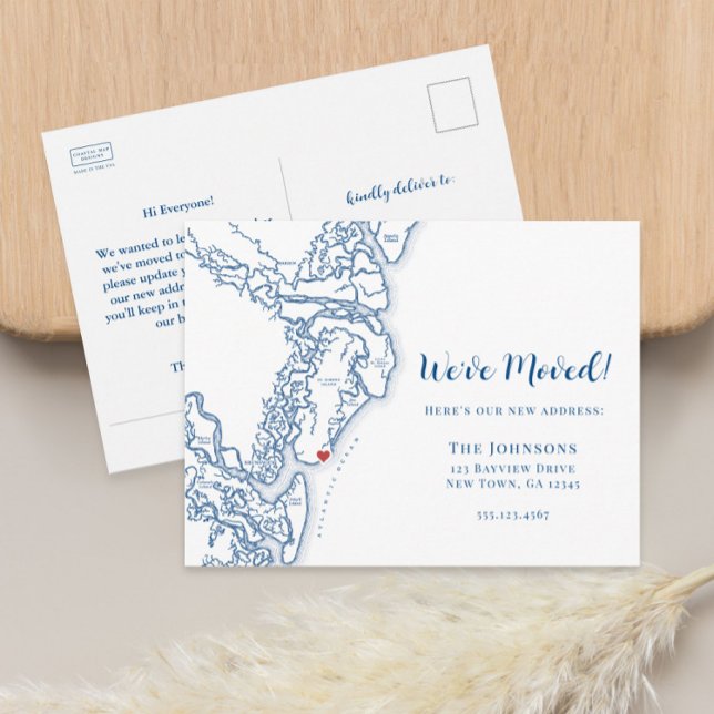 Nytt hem Golden Isles i Georgia Kart Förflyttning Meddelande Vykort (Golden Isles of Georgia moving announcement postcard)