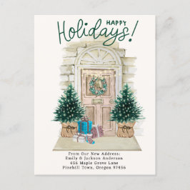 Nytt hem - Helgdagar Juldörr Flytta A Meddelande Vykort