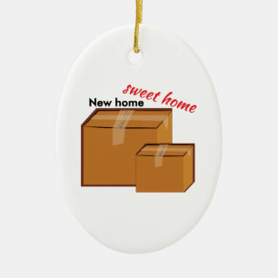 Nytt hem julgransprydnad keramik