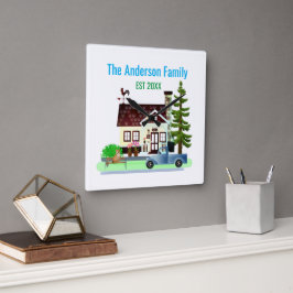 Nytt hem med familjen Namn Fyrkantig Klocka