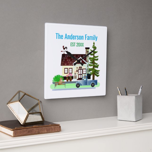 Nytt hem med familjen Namn Fyrkantig Klocka (Kontor)