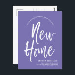 Nytt hem | Minimal lavender | Ny adress Vykort<br><div class="desc">Ett minsta solitt Lavender-kort och ett vykort för flytta med skript-stil-meddelande. Den innehåller en stor skripttext av orden "Nytt hem" följt av adress-informationen nedan. De flesta enskilda inslag på inbjudan-kortet är olåsta så du kan ändra eller lägga till de uppgifter som behövs med hjälp av anpassningsfunktionen. Du kan till och...</div>