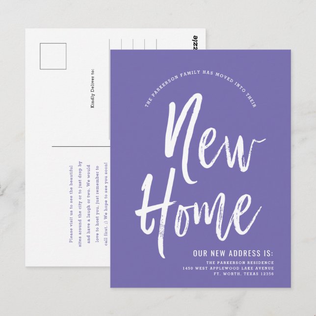 Nytt hem | Minimal lavender | Ny adress Vykort (Fram/baksida)