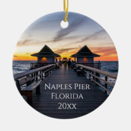Nytt hem Neapel Pier Florida Sunset Photo Julgransprydnad Keramik