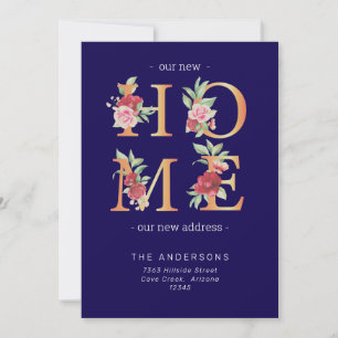 Nytt hem Ny adress Blommig flyttningsannons