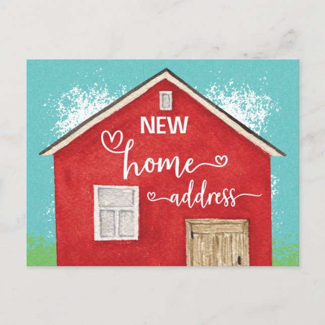 Nytt Hem Vi Har Flyttat Akvarell Ny Adress Meddelande Vykort (Framsida)