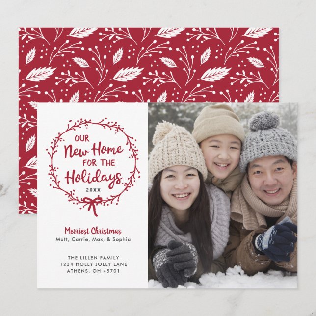 Nytt hemfoto - julmeddelande - Flytta Inbjudningar (Fram/baksida)