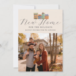 Nytt hemfotokort med Teckning i Byggnad Julkort